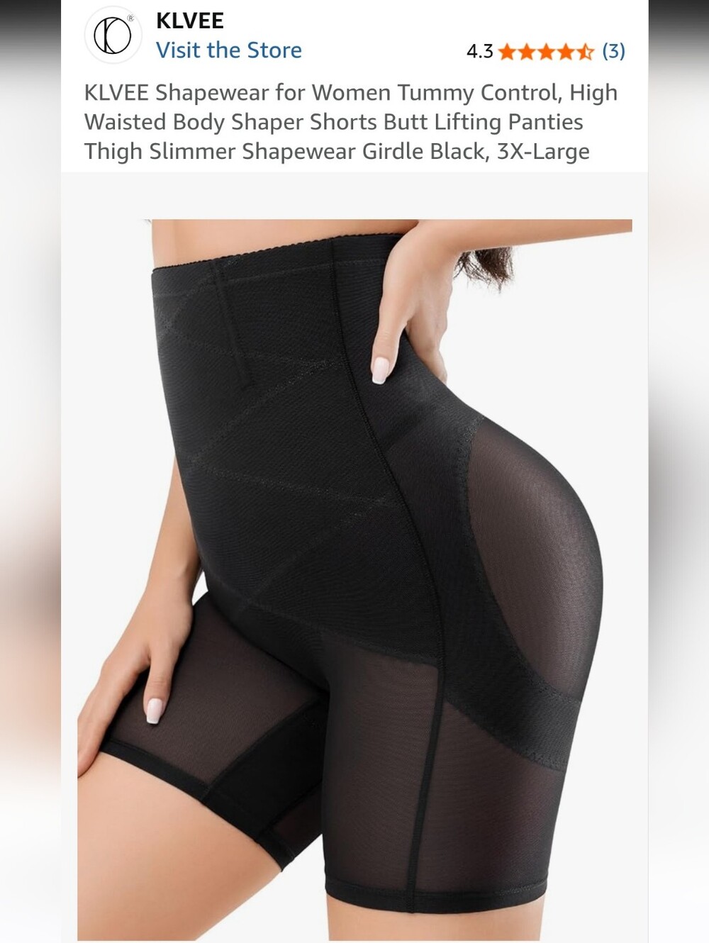NWT KLVEE Shapewear Tummy Control Butt Lifting High Waisted Body Shaper Sz L